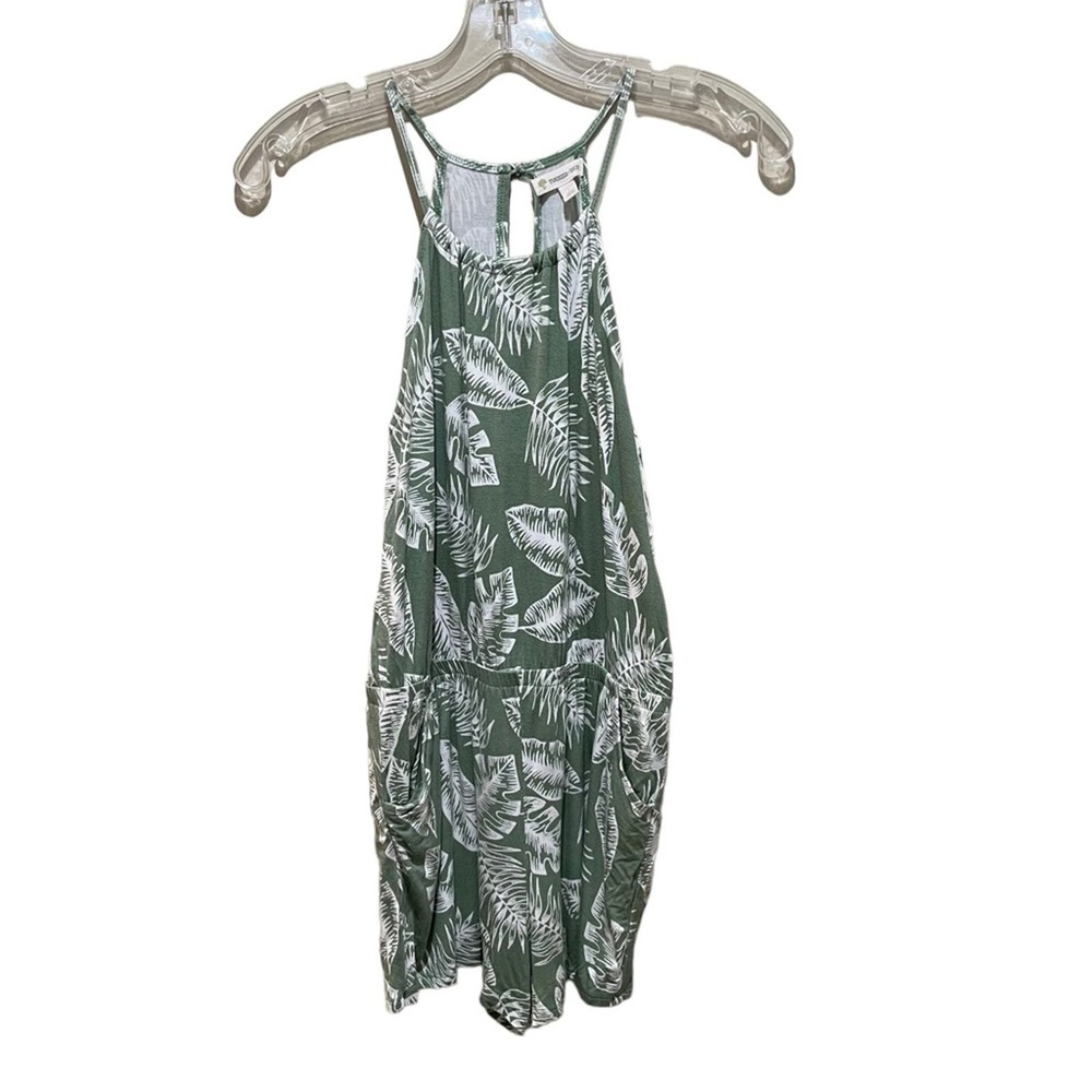 Tucker + Tate Leaf Print Romper Green and White Girls Size Large